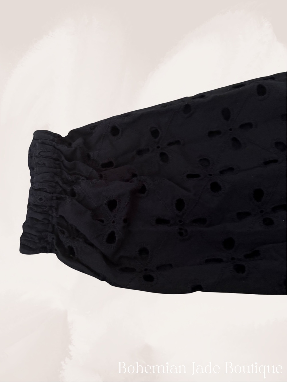 Nine West Ruffle Collar Eyelet Blouse Women’s XS Black Long Sleeve Button Front - Picture 7 of 7